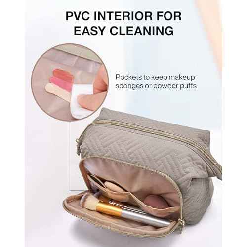 BAGSMART Travel Makeup Bag, Cosmetic Bag Make Up Organizer Case,Large Wide-open Pouch for Women Purse for Toiletries Accessories Brushes