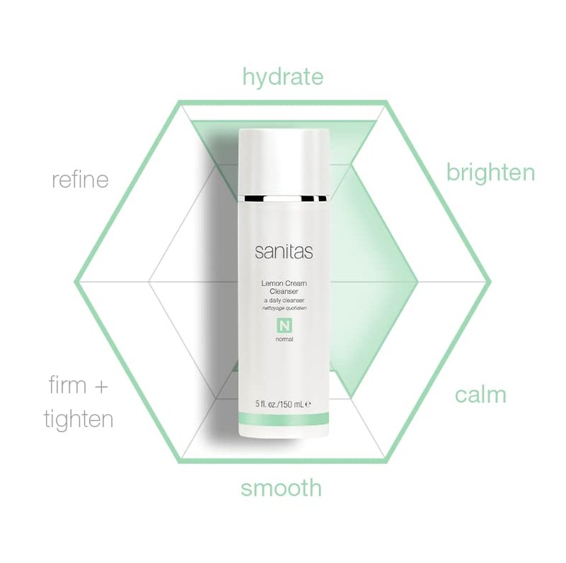 Sanitas Skincare Lemon Cream Cleanser - Enriching Vitamin C & E Formula with Jojoba Oil | 5 Ounces