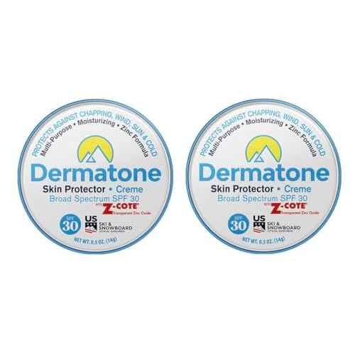 Dermatone Skin Protection Balm w/Zinc SPF 30 | Moisturizing Creme Stocking Stuffer | Heals & Repairs Dry Skin | Advanved Therapy Lips and Face Repair | 2-Pack, 0.5 oz tins