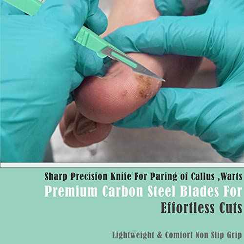 Disposable Sterile Scalpel #11, Podiatry & Professional Corn Callous Knife, Precision Carbon-Steel Blades with Plastic Handle - Individual Pouches - Podiatry Pedicure, Wart Removal & More - Box of 10