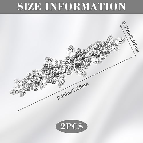 Joez Wonderful Bridal Rhinestone Hair Clips Barrettes 2pcs, Sparkly Crystal Hair Clips Diamond Barrettes, Bling Fancy Wedding Flower Clip Decorative Hair Accessories for Women Girls