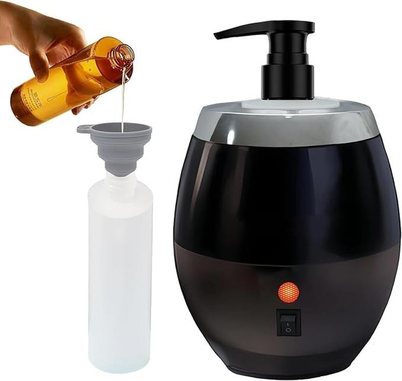 Oil Massage Lotion Warmer Kit - Rapid Heating Machine with Dispenser Pump & Funnel | Ideal for Salon & Spa Use (Black)