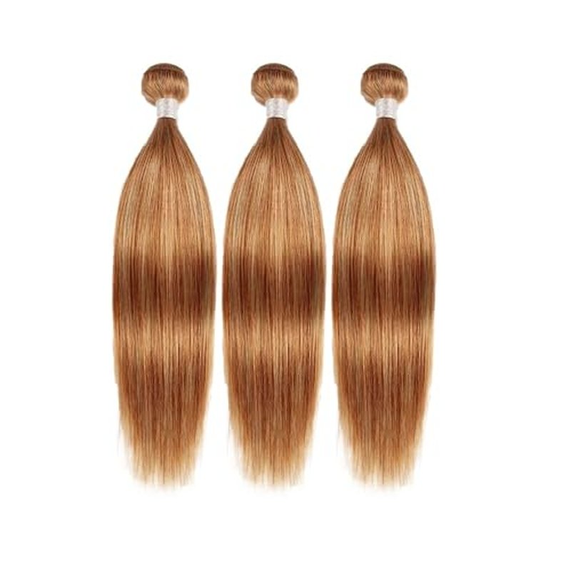 Bundles Human Hair 10 12 14 Inch P27/30 Straight Wave Human Hair Bundles Unprocessed Brazilian Virgin Hair Double Weft Quick Weave for Black Women