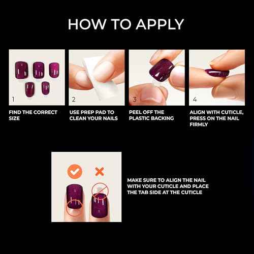 KISS imPRESS No Glue Mani Press On Nails, Color FX, 'Hidden Gem', Red, Short Size, Oval Shape, Includes 30 Nails, Prep Pad, Instructions Sheet, 1 Manicure Stick, 1 Mini File