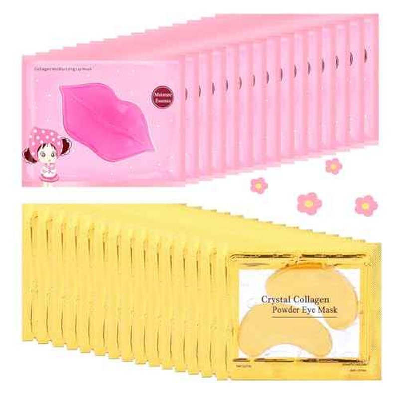 30 Pairs Eye Masks & Lip Masks, Crystal Collagen Eye Patches for Puffy Eyes & Dark Circles, Bachelorette Party Favors, Bridesmaid Gifts, Lip Care & 24K Gold Eye Mask Moisturizing & Reduce Wrinkles