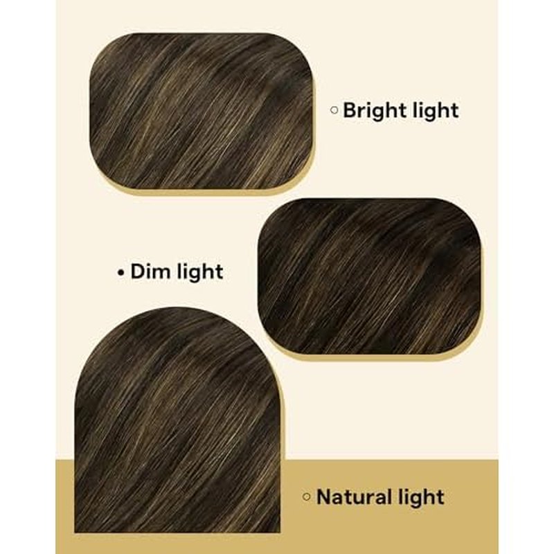 Ve Sunny Tape in Hair Extensions Real Human Hair Invisible Remy Human Hair Straight Tape Ins Double Sided Darkest Brown Ombre Medium Brown Balayage 20 inch 20Pcs 50G