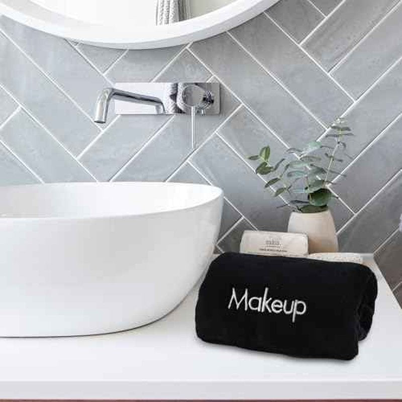 Makeup Towels - Pack of 6 - Ultra Soft & Gentle Microfiber Coral Fleece Washcloth Face Make Up Remover, 13 x 13 in, Black