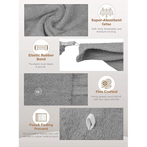 Textila 100% Cotton Hair Wrap Towels for Women, (Pack of 3 - Raspberry, Pink & Grey) Head Towel Cap, Cotton Hair Turban Towel Wrap for Long Curly Anti Frizz Hair, Soft and Absorbent Cotton Hair Towels