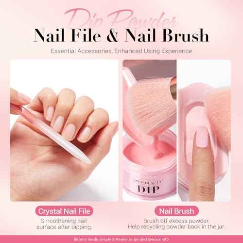 AZUREBEAUTY Dip Powder Recycling Tray System, Triple Layer Recycling Case Nail Dip Powder Container with Nails Tool Nail Brush Glass Nail File, French Nail Art Manicure Essential Tool