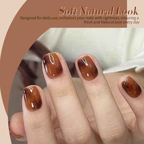 Born Pretty Jelly Gel Nail Polish Fall Winter Amber Crystal Brown Orange Burgundy Red Black Gel Polish Transparent Translucent Clear Nail Art Manicure DIY Home Salon 6PCS