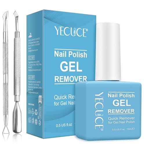 Gel Nail Polish Remover, Remove Gel Nail Polish Within 3-5 Minutes - Quick & Easy Polish Remover - No Need For Foil, Soaking Or Wrapping with 1 PCS Cuticle Pusher + 1 PCS Nail Polish Scraper