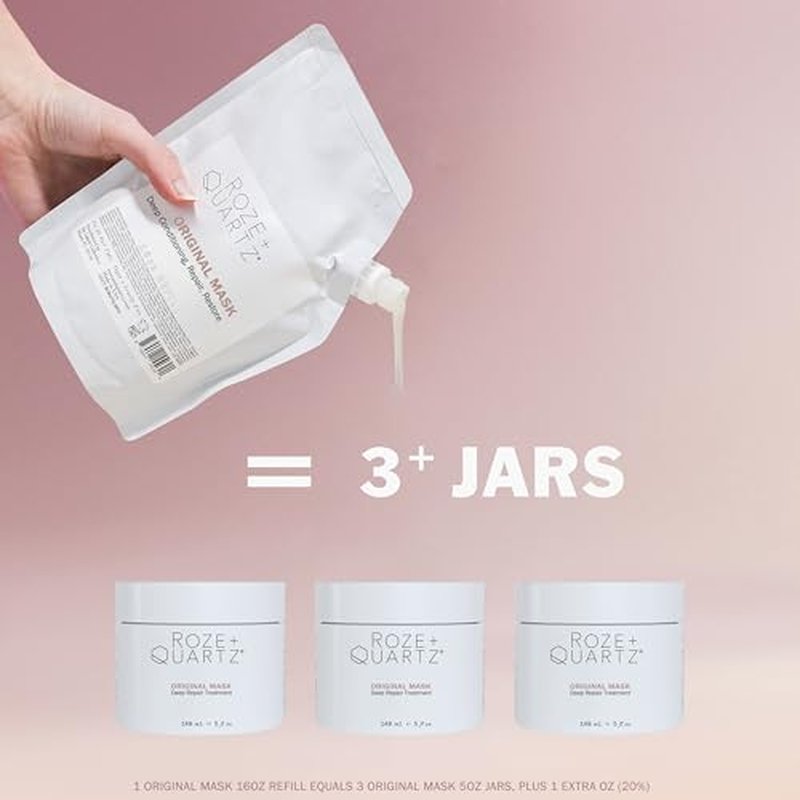 Roze + Quartz¢ç Original Hair Mask ? Deep Conditioning Hair Treatment for Dry Damaged Hair (16 Fl Oz REFILL)
