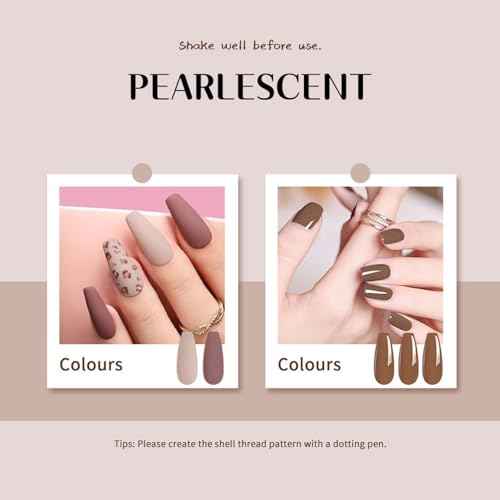 JR 9 Colors 0.5oz Brown Gel Nail Polish Set Bow Bottle Fall Design Nude Gel Polish Kit UV LED Soak Off Polish Home DIY Gift Fall Gel Polish Series