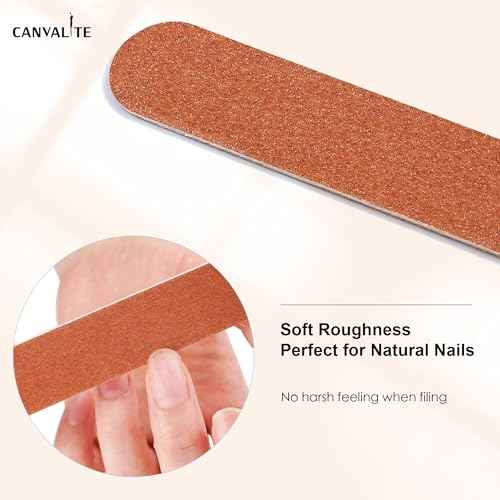 Canvalite Nail File Large Emery Boards for Nails,180 Grit Nail Files for Natural Nails, Thin Emory Nail File Pack Manicure Tool for Home Use 12PCS