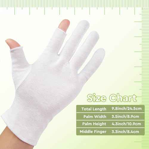 4 Pairs Cotton Moisturizing Gloves Touchscreen - 100% White Cotton Gloves for Dry Hands Eczema Sleeping Overnight Lotion Spa Treatment - Moisturizing Night Gloves