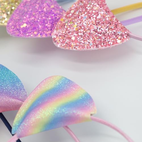 12 Shining Cat Ear Headbands, Daily Decorations Party Lovely Sequin Headwear, Hair Hoop for Girls Women