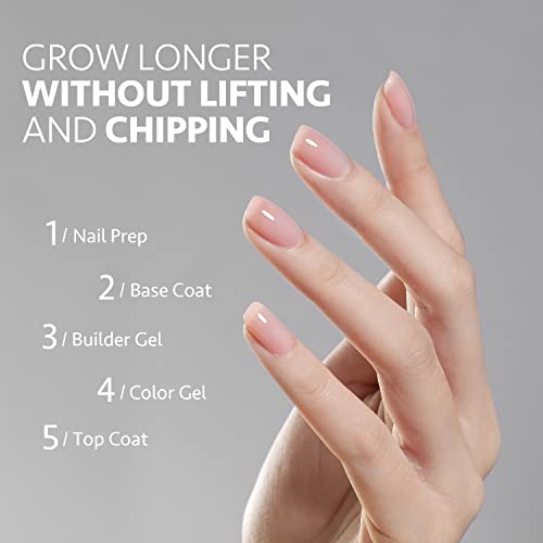 GAOY Clear Builder Gel for Nails, 16ml Nail Strengthener in a Bottle, Nail Extension Hard Gel, Soak Off Long Lasting UV Light Cure, Base Coat Top Coat Needed