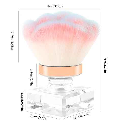 ANGNYA Nail Dust Brush, Pink Rose Soft Duster Brush Art Dust Powder Remover Makeup Manicure Brushes Clean Up Tools for Acrylic Nails