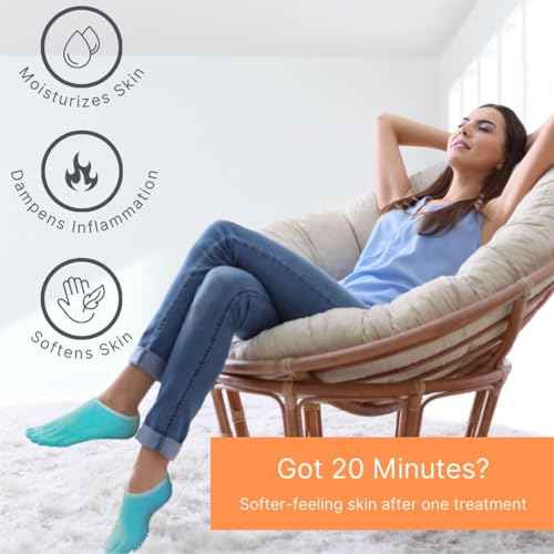 NatraCure 5-Toe Gel Lined Foot Moisturizing Socks ? Aloe & Shea Infused Fuzzy Hydrating Socks for Women & Men - Soft Feet Moisturizer Spa & Pedicure Socks for Dry Cracked Heels, Calluses - Medium