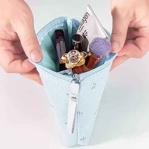 Qikuver Canvas Cosmetic Bags, 2 Pieces Cosmetic Bags for Women, Makeup bag Cute Cosmetic Bag Organizer Small Mini Makeup Pouch for Purse Toiletry Bag