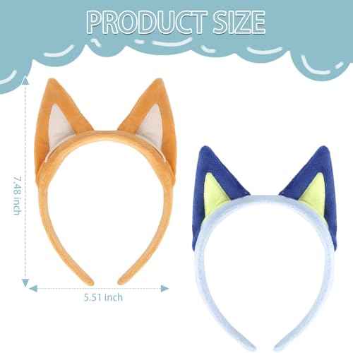 YISSION Dog Ears Headband For Adult, Plush Blue & Orange Headbands Family Halloween Ears Headband, Blue Birthday Party Decorations Party Favors Supplies Dog Ears Cosplay Costume Hair Accessories