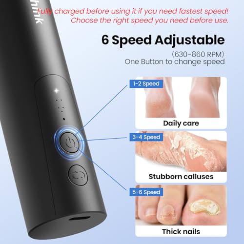 Electric Foot Callus Remover, 2 in 1 | 6 Speed Adjustable Foot File Nail Grinder with Sandpaper Disks, Professional Sander Pedicure Tool for Feet Dead Skin, Self Care Gifts for Women Mom Lover Friends