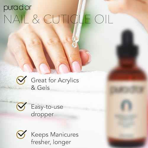 PURA D'OR 4 Oz Nail and Cuticle Oil - Nourishing Treatment with Dropper - Natural Blend Enriched with Biotin, Vitamin E, Milk for Nail Growth, Healthy Nail Beds and Great for Acrylic Nails