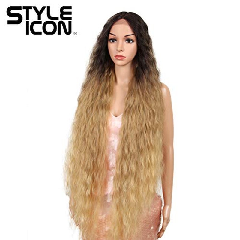 Style Icon 41¡± Lace Front Wigs Long Wavy Synthetic Wigs with Baby Hair Half Hand Tied 130% Density Wigs (41", TAT6/27/24E)