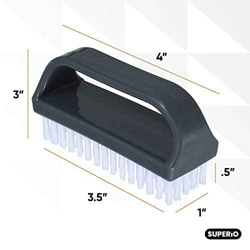 Superio Stiff Nail Brush with Handle 3 Pack Fingernail Scrub Cleaning Brushes for Toes and Nails, All-Purpose Cleaning Brush for Home, Kitchen, Work