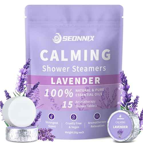 Shower Steamers Aromatherapy 15 Pack, Stress Relief & Self Care - Lavender Shower Bombs with Natural Essential Oil, Home Spa Shower Travel Essentials, Relaxation Birthday Gifts for Women & Men
