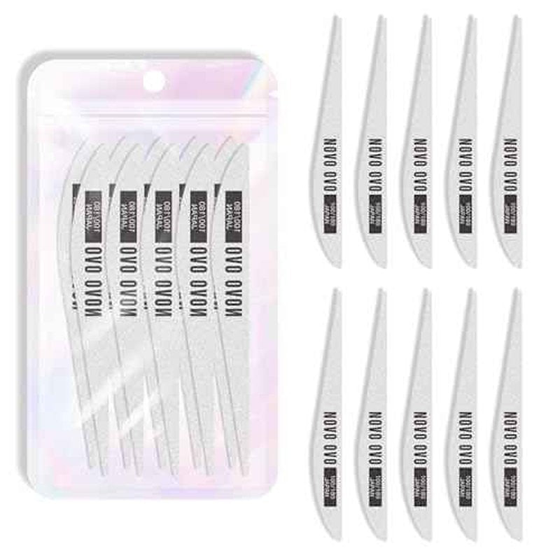 NOVO OVO Thin Nail File 10 PCS Professional Double Sided Extra Slim,Reusable,Emery Board(100/180 Grit) Nail Styling Tools for Home and Salon,Manicure Pedicure Tool and Nail Buffering Files