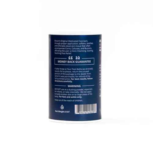 Brown's Original Medicated Foot Bath Soothing Relief for Corns, Calluses, Bunions & Odor ? Exfoliating Foot Soak for Dry, Soft Feet (8oz)