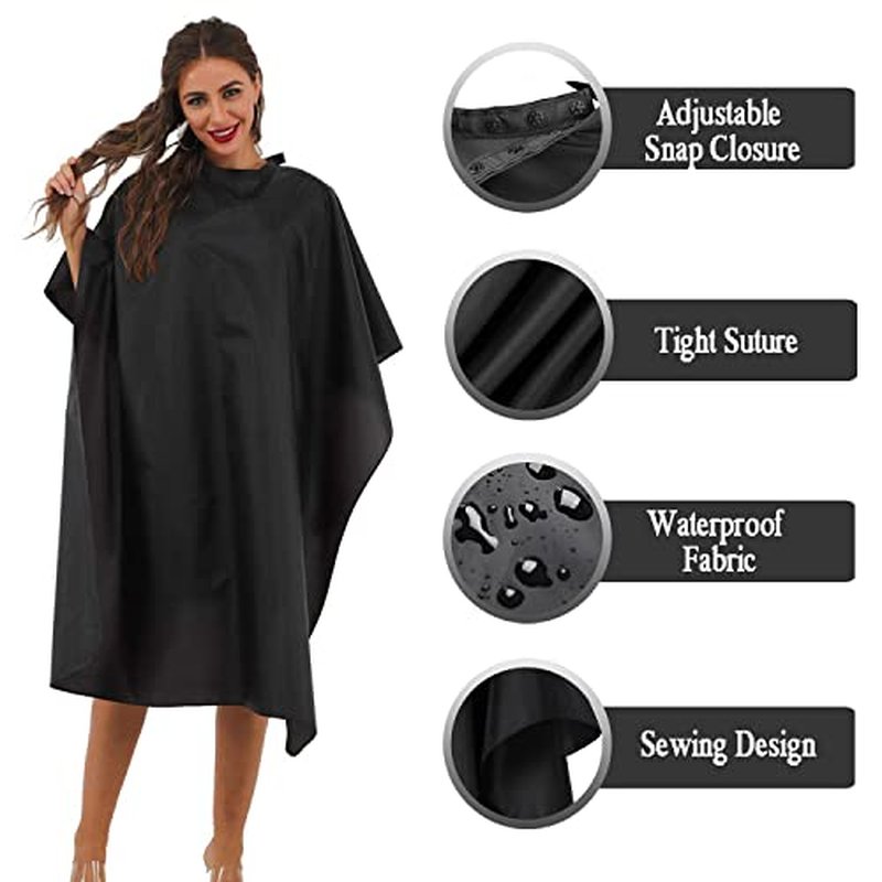 Black Barber Cape - Professional Nylon Waterproof Salon Cape, 59" x 47", 8 Pack