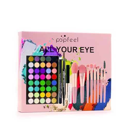 Eye Makeup Kits for Women, Eye Makeup Set for Beginners, Christmas Day Gifts for Women Girls, Makeup Essential Bundle Includes Eyebrow Pencil, Eyeliner Pen, Mascara, Eyeshadow Palette,Brushes