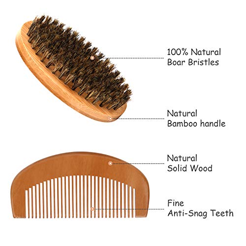 Ceenwes Upgraded Beard Grooming Kit - Conditioner, Oil, Brush, Comb, Balm, Scissors, Storage Bag for Beard and Mustache Trimming, Perfect Men's Gift