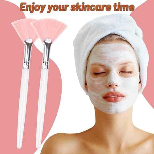 20 Pieces Fan Brushes Facial Applicator Brush Soft Makeup Mask Acid Applicator Brush Esthetician Cosmetic Brush for Mud Cream, Makeup Peel (Pink)