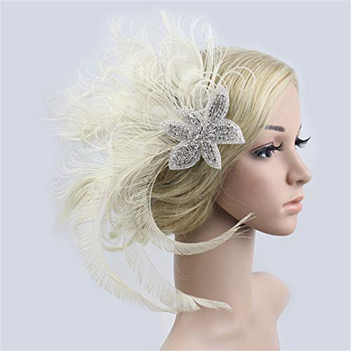 Fascinator Peacock Feather Hair Clips Flapper Headband Art Deco 20's Accessories for Women