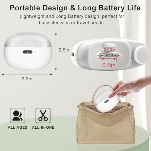 Electric Nail Clipper for Senior and Baby - 3in1 Baby Nail Trimmer Electric for Finger, Automatic Electric Nail Clipper with Polishing, Gift for Adult White
