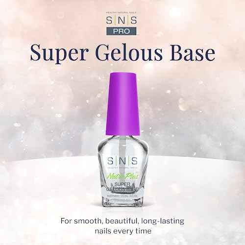 SNS Base Coat Nail Polish for Nail Dip Powder, Super Gelous Base - Long-Lasting & Fast-Drying Nail Strengtheners Gel Base for Premium Colors - Low Odor & No UV Lamp Required - 0.5 oz.