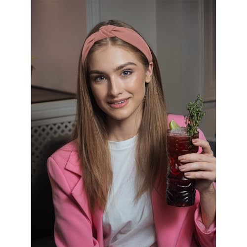 Knotted Headband for Women Non-slip Head Bands Top Knot Headbands Solid Colors Pink Headbands Fashion Hair Accessories for Women Girls