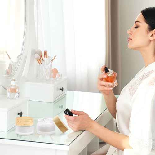 Frosted Glass Jar 12 Pack 15g/0.5oz Cosmetic Cream Jar Empty Sample Jars Travel Makeup Container Jar Pot For Lotion Cream Lip Balm Eyeshadow And More