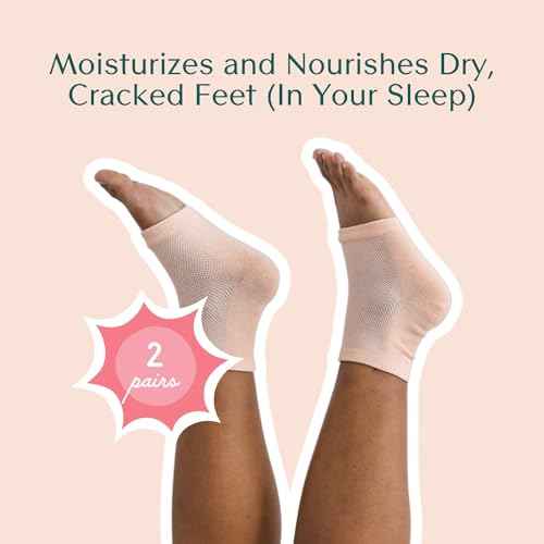 Bare August Moisturizing Heel-Repair Gel Socks ? Overnight Spa Sleep Socks for Dry, Cracked Heels & Soft Feet