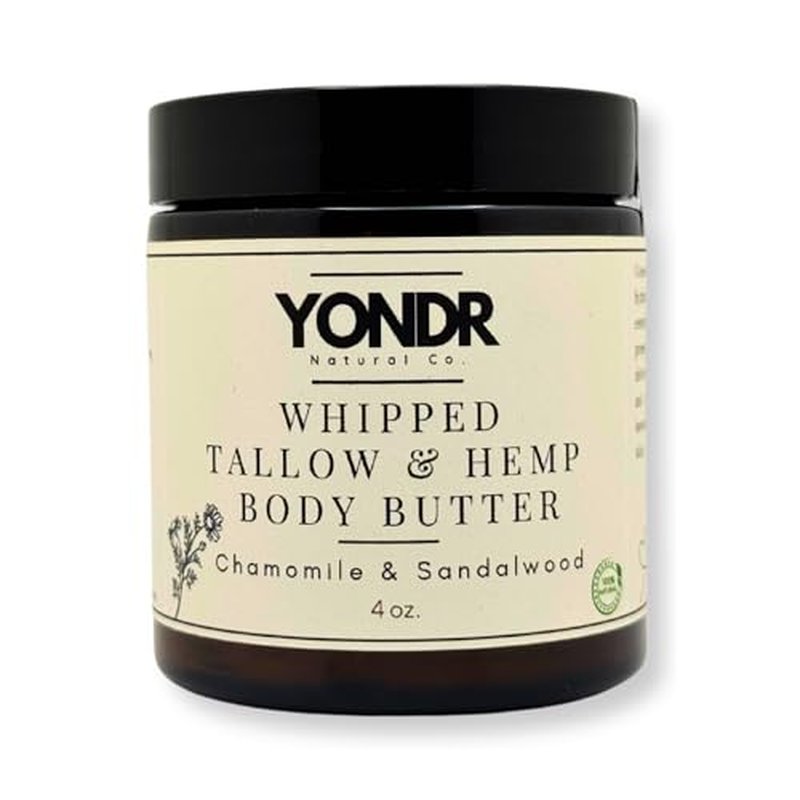 Tallow & Hemp Body Butter ? Whipped Grass?Fed Tallow + Hemp Seed Butter ? Calming Chamomile/Sandalwood/Lavender ? Deep Hydration for Dry & Sensitive Skin (4 oz)