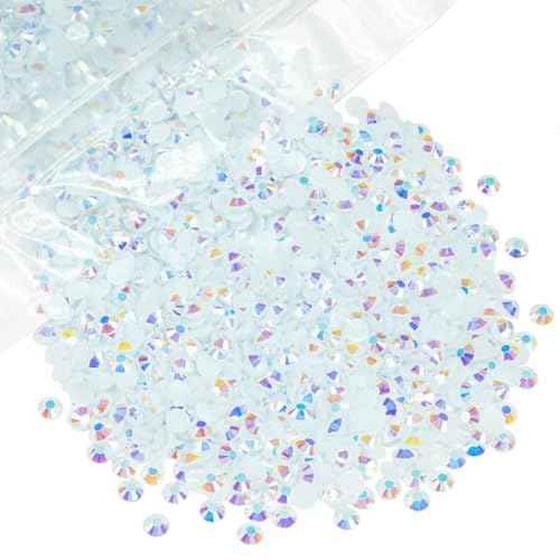 14000Pcs 2mm Tiny White AB Resin Rhinestones Bulk SS6 Small Flatback Jelly Stones Diamonds Gems Charms for Nails Face Eyes Makeup Tumblers Bottles Crafts Crocs Shoes Clothes Phones Scrapbook