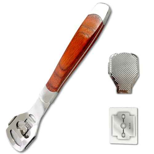 Foot Care Pedicure Callus Shaver with Wood Handle - Hard Skin Remover Including 10 Blades