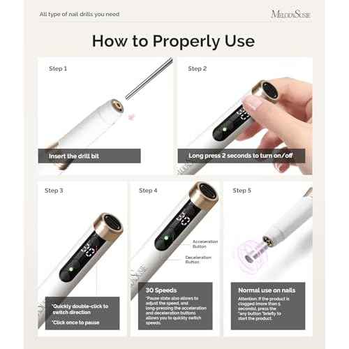 MelodySusie Manicure Cordless Nail Drill PM170F White, 30,000RPM Ultra Fine Portable Electric Nail File, Low Noise & Low Vibration, Coreless Motor with Bits & Ultra Fine Sanding Bands for Beginners