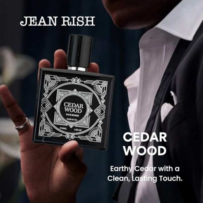 Jean Rish Cedar Wood Eau De Toilette - Perfume for Men (3.4 Fl Oz / 100ml) with Limoncello, Patchouli & Tobacco Notes - Long Lasting and Luxury Fragrance