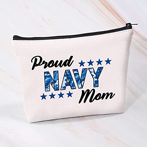 Proud Navy Mom Cosmetic Bag Navy Mom Gifts for Women Military Mom Gifts Navy Sailor Gifts Navy Deployment Gifts for Mom (Proud Navy Mom bag)