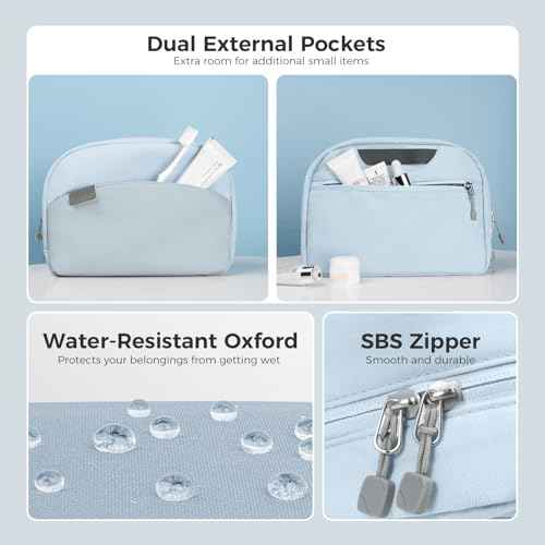 pack all Travel Toiletry Bag, Multi-Compartment Cosmetic Bag, Water-Resistant Makeup Bag for Toiletries, Accessories (Glacier Blue)