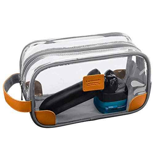 Lermende Toiletry Bag, Clear Shaving Dopp Kit for Men Travel Toiletry Bag with Hand Strap Unisex Bathroom Toiletries Organiser